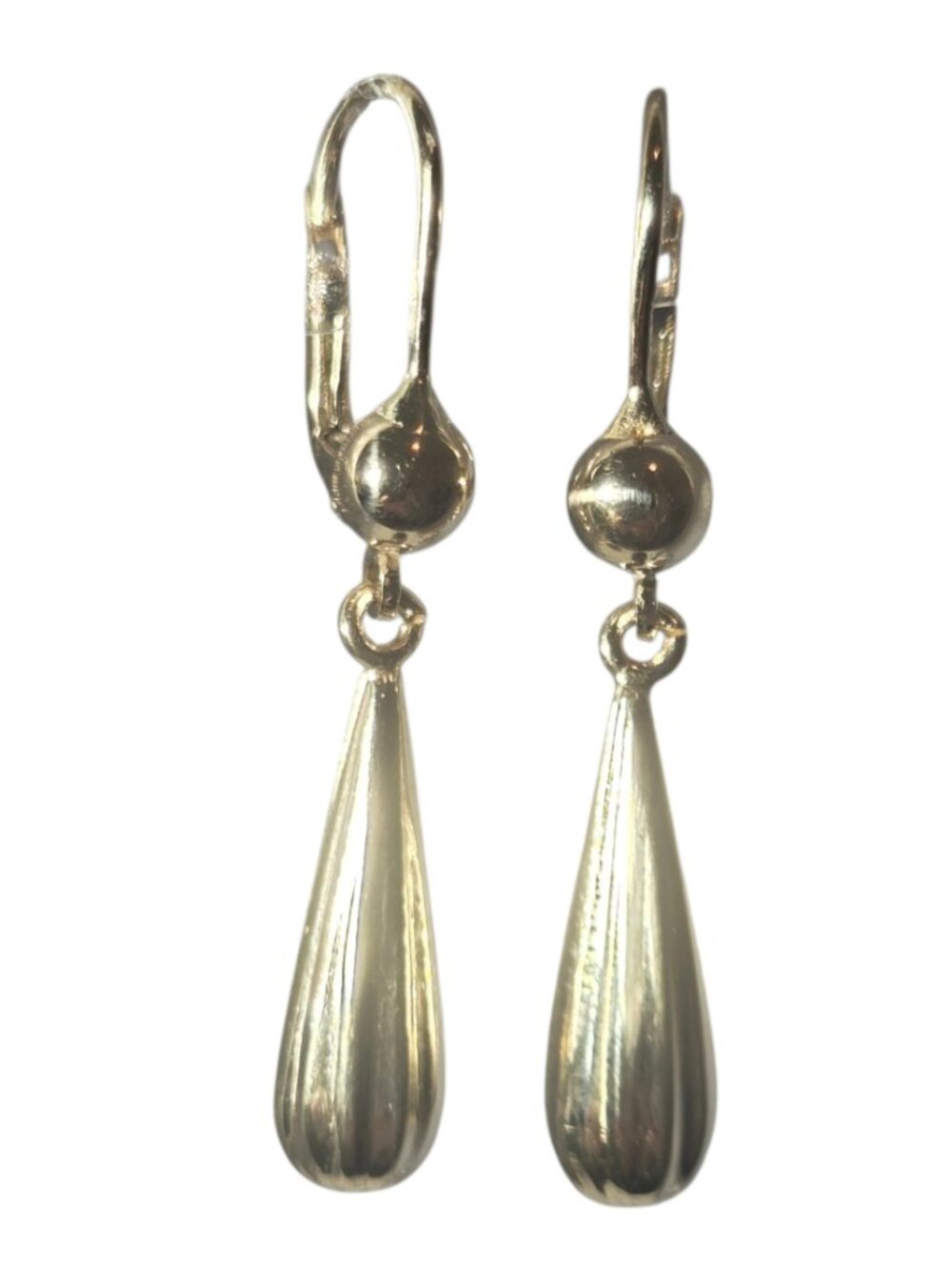 14K Yellow Gold Textured Drop Earrings #25101